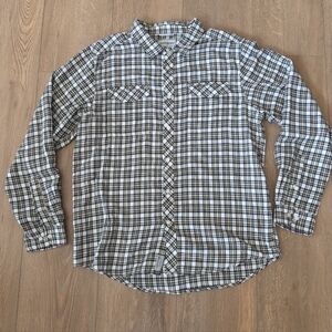 Men's Craghoppers Flannel Shirt US M/L Black White Yellow Plaid Solarshield